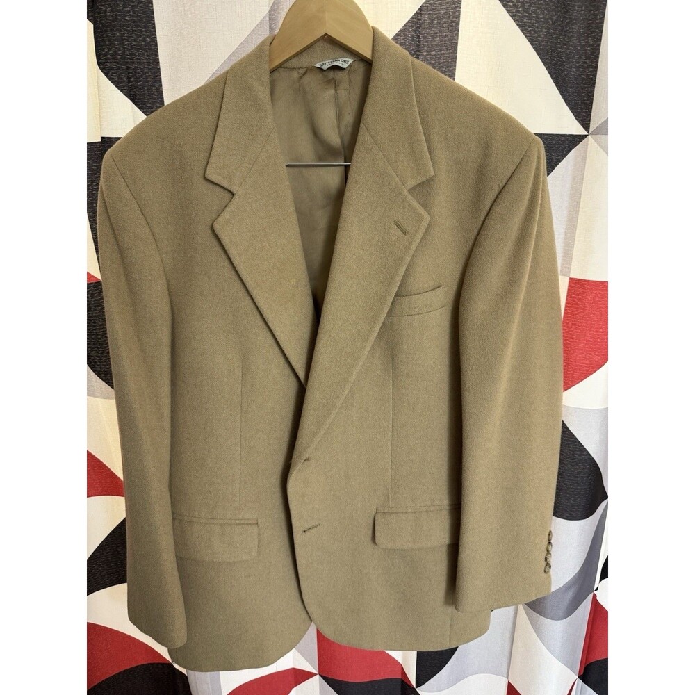Vintage 100% Camel Hair Men's Tan Sports Coat Blazer Bill Blass Made In USA ! 40